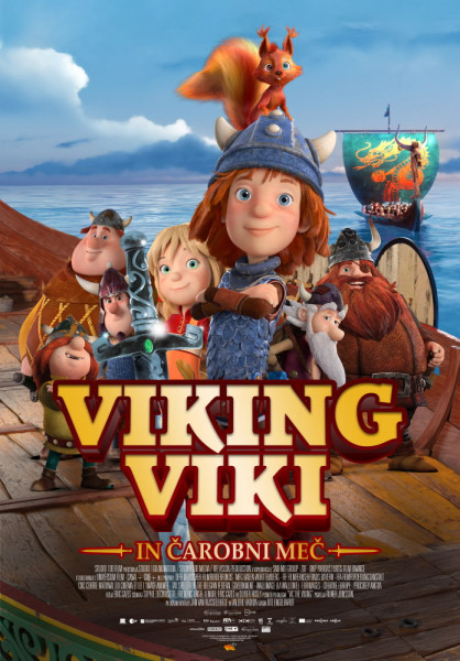 Ponosni viking Viki s svojo druščino na ladji.